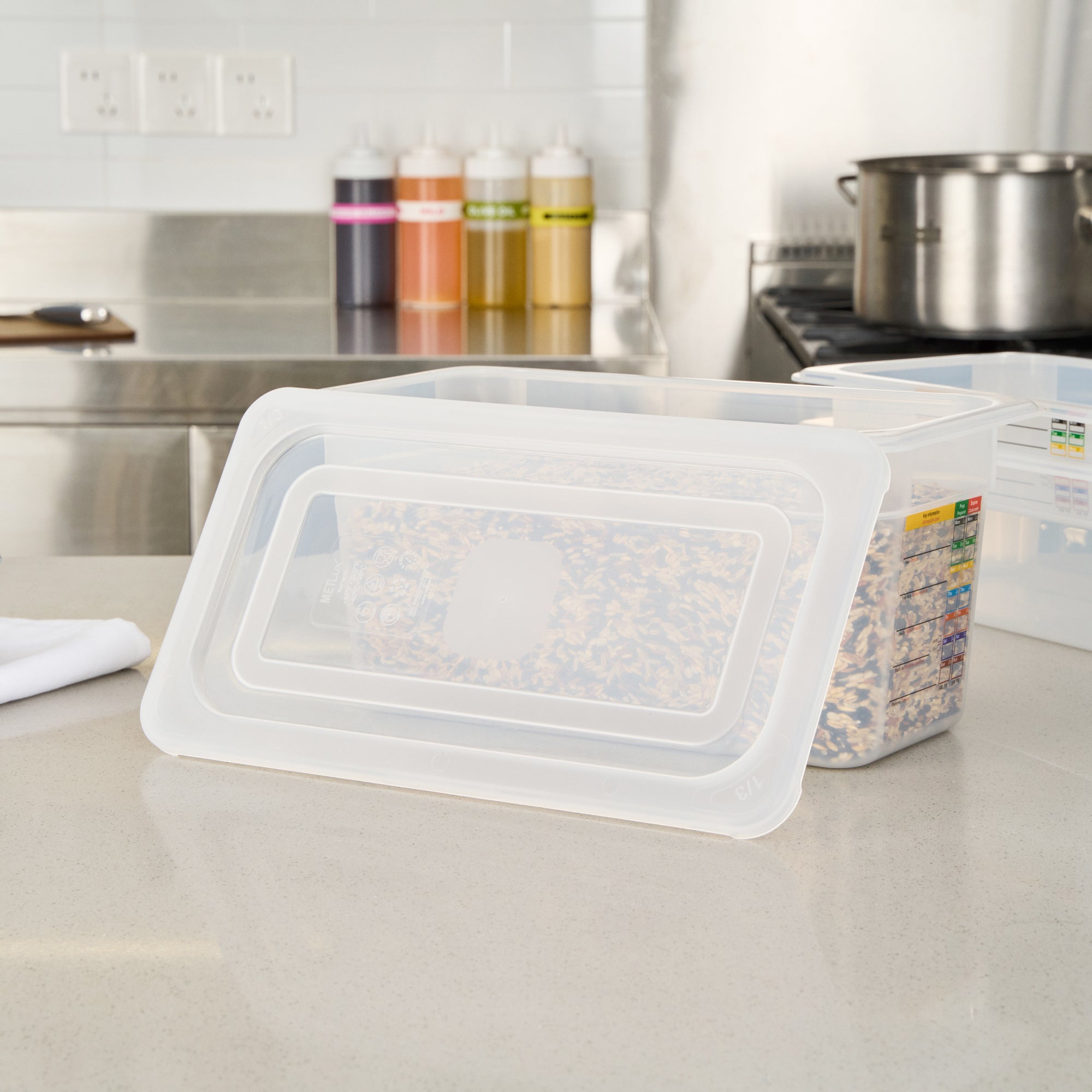 Met Lux Rectangle Clear Polypropylene Lid - Fits 1/3 Size Food Pan - 12 3/4" x 7" - 10 count box