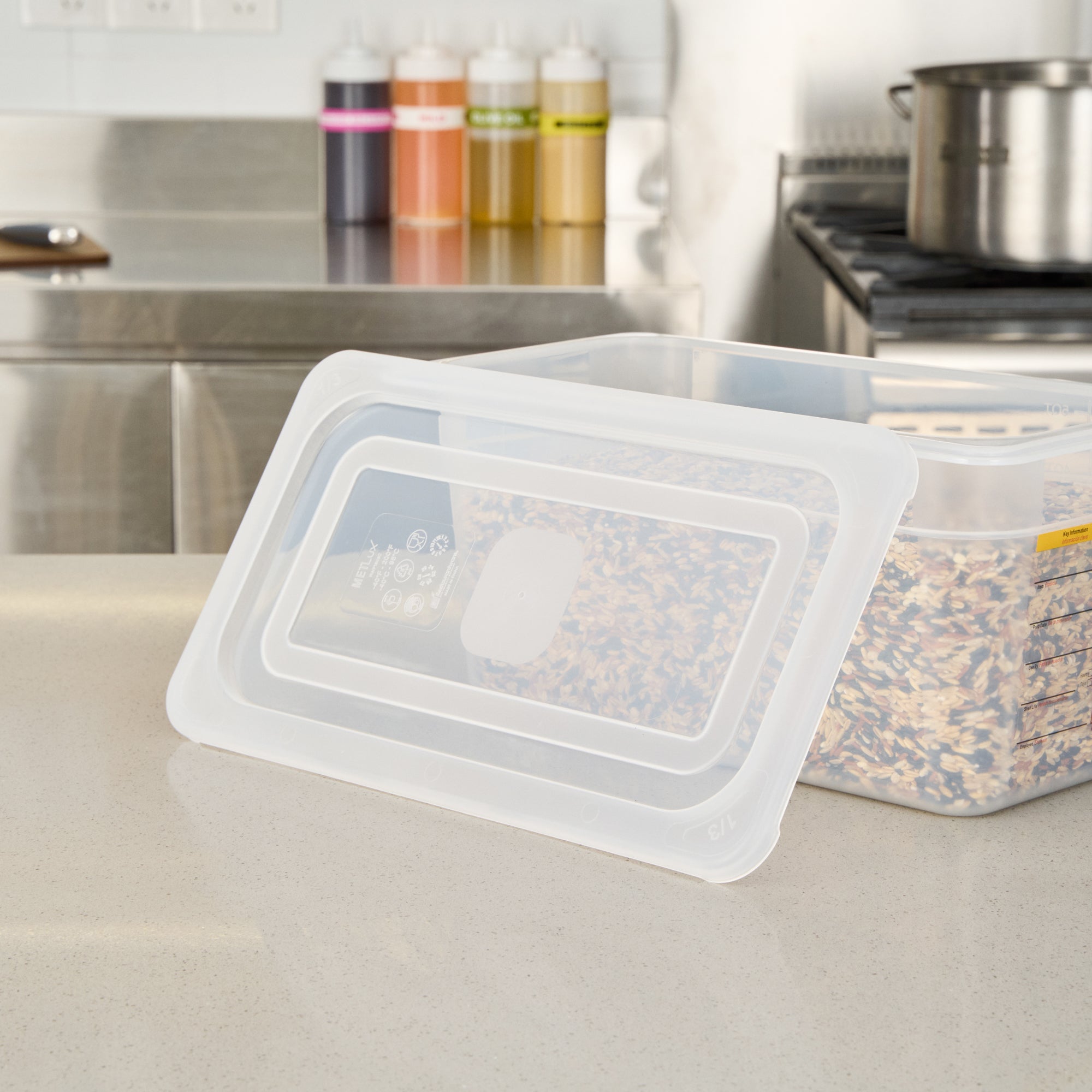 Met Lux Rectangle Clear Polypropylene Lid - Fits 1/3 Size Food Pan - 12 3/4" x 7" - 10 count box