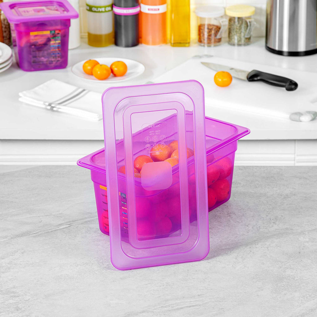 Met Lux Purple Allergen-Free Polypropylene Lid - Fits 1/3 Size Food Pan - 10 count box