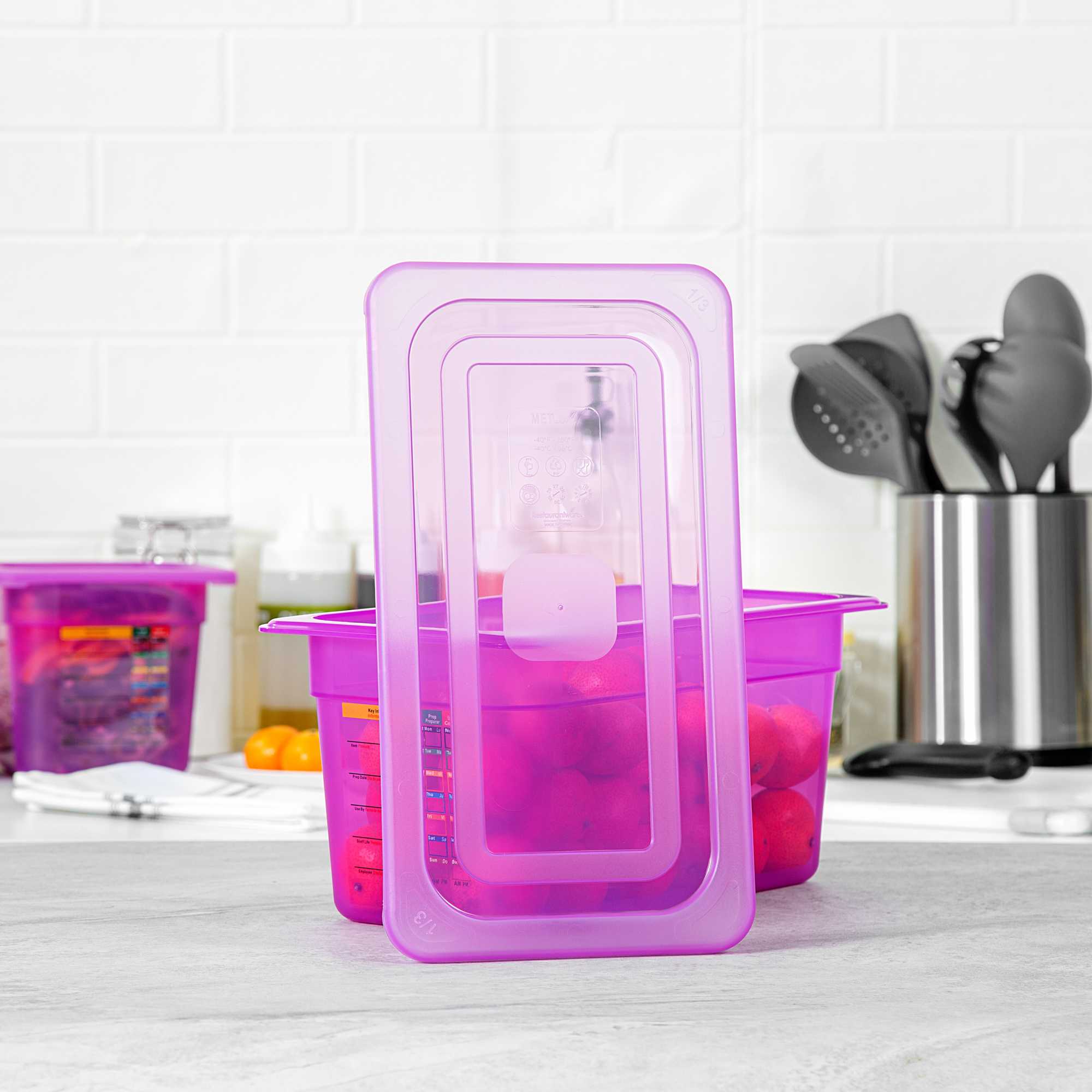 Met Lux Purple Allergen-Free Polypropylene Lid - Fits 1/3 Size Food Pan - 10 count box