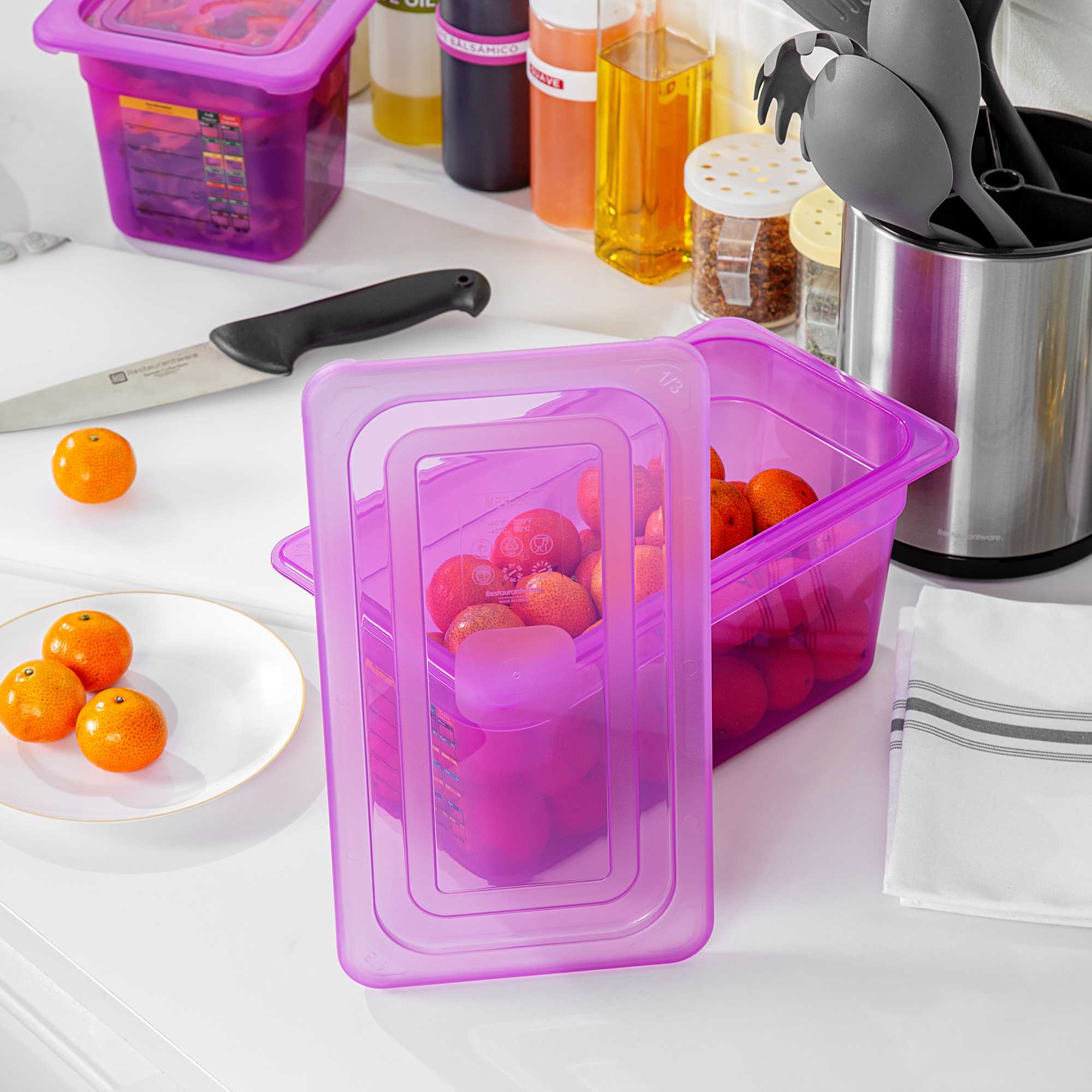Met Lux Purple Allergen-Free Polypropylene Lid - Fits 1/3 Size Food Pan - 10 count box