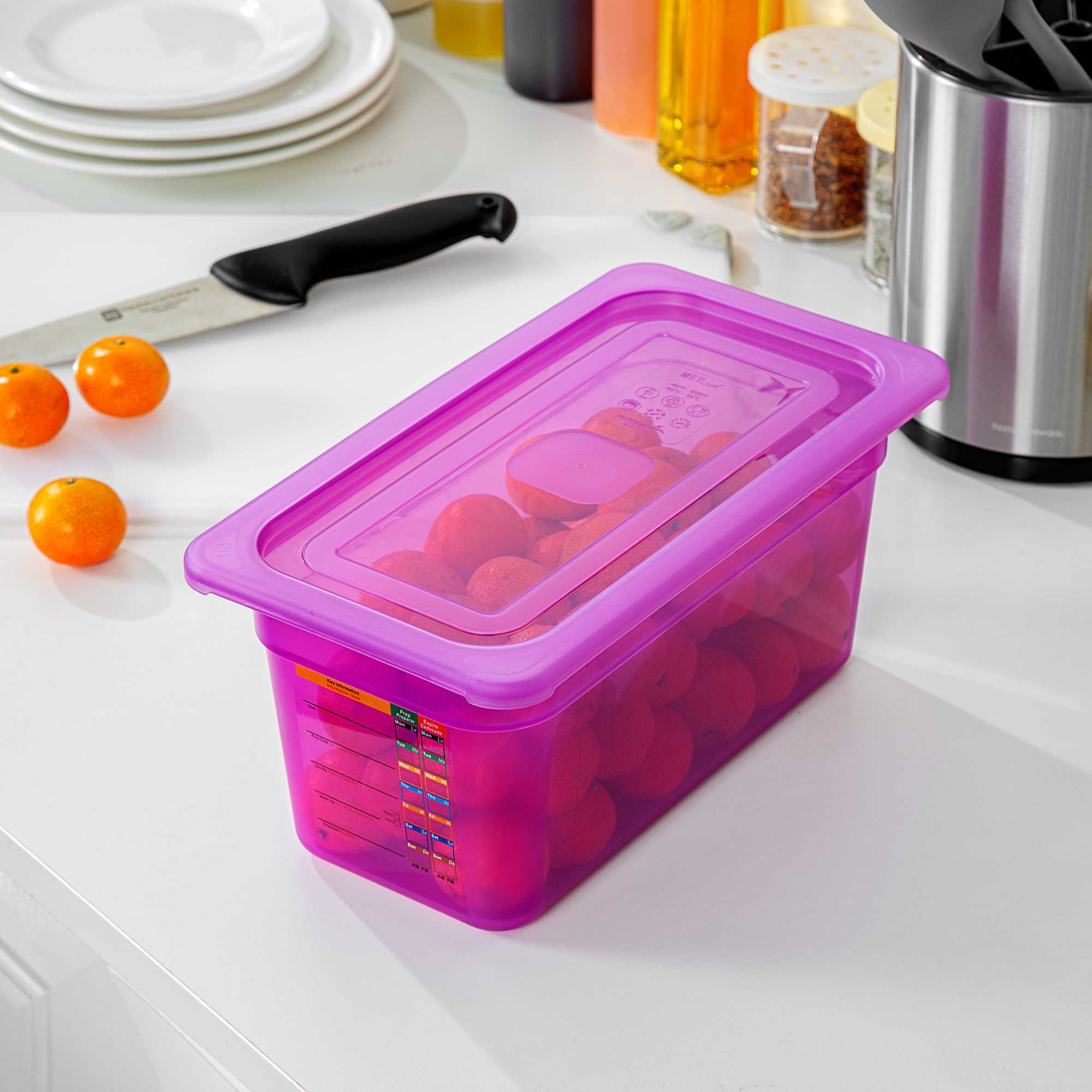 Met Lux Purple Allergen-Free Polypropylene Lid - Fits 1/3 Size Food Pan - 10 count box