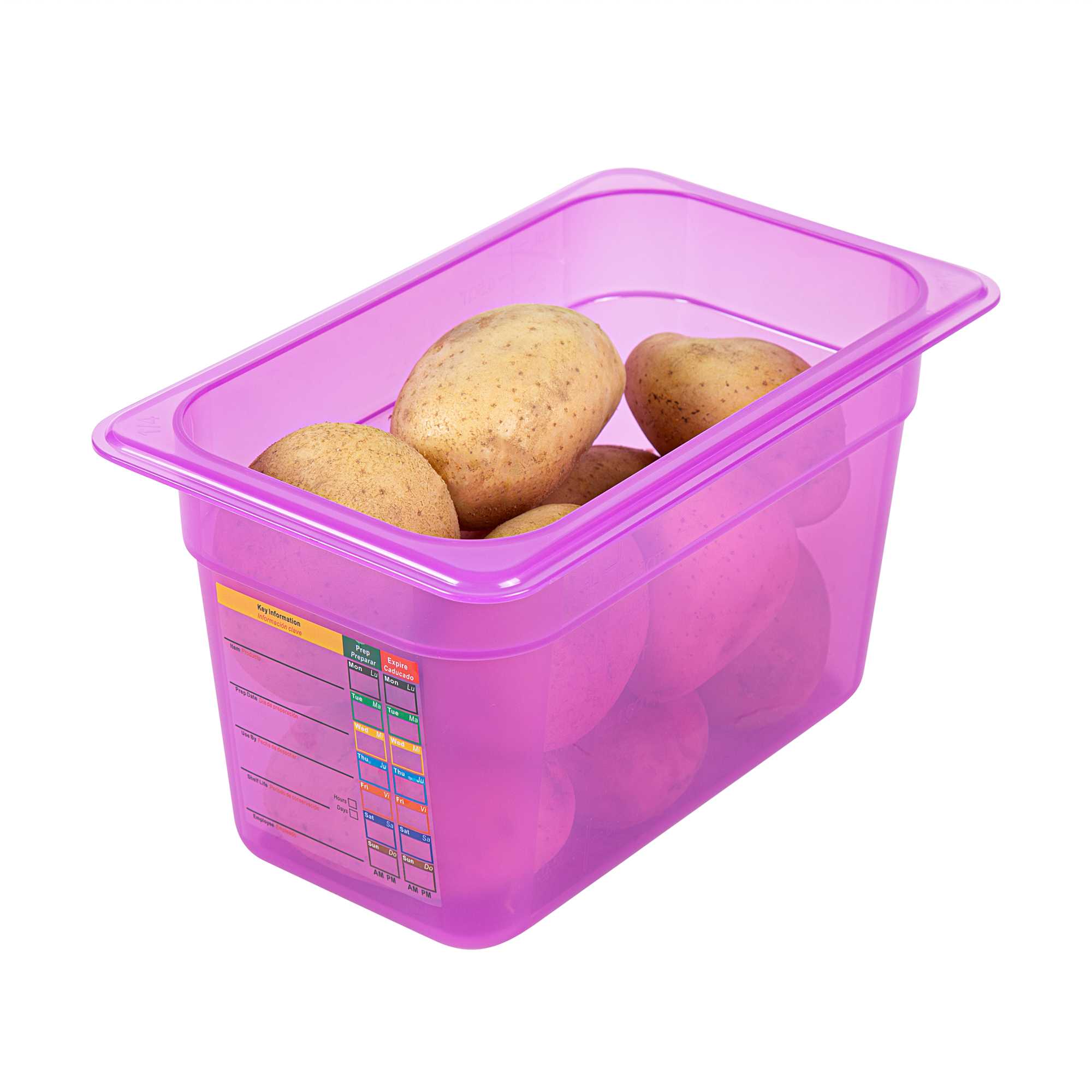 Met Lux Purple Allergen-Free Polypropylene 1/4 Size Food Pan - 6" Deep, with Label - 1 count box