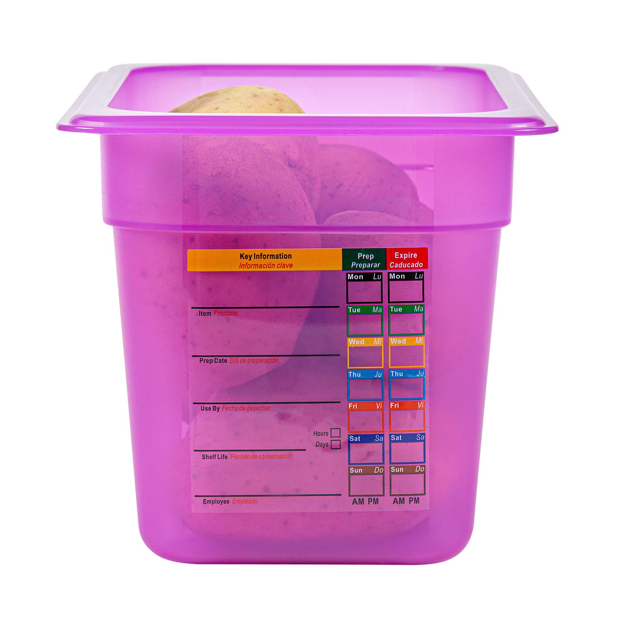 Met Lux Purple Allergen-Free Polypropylene 1/4 Size Food Pan - 6" Deep, with Label - 1 count box
