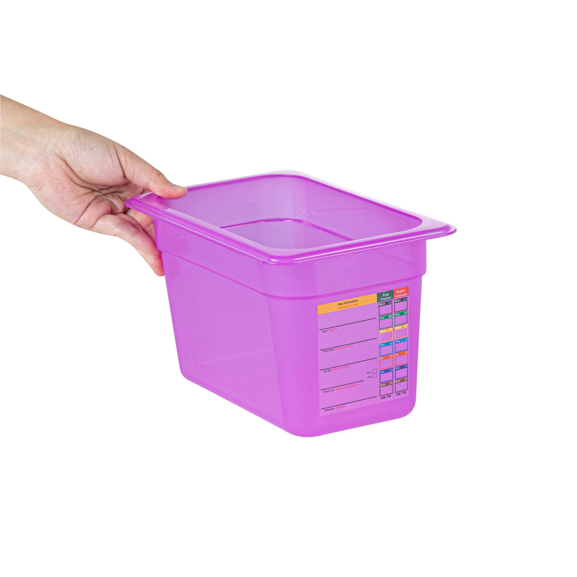 Met Lux Purple Allergen-Free Polypropylene 1/4 Size Food Pan - 6" Deep, with Label - 1 count box