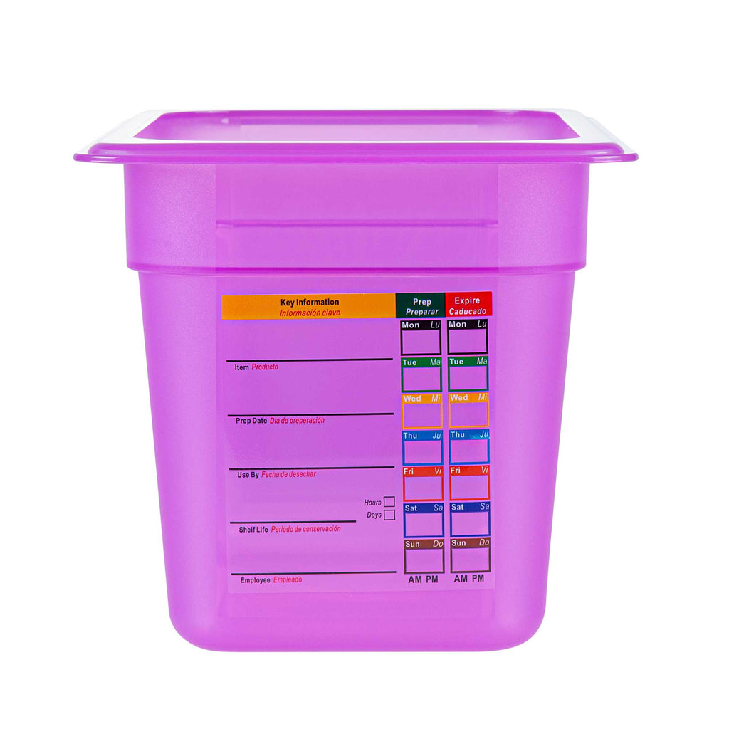 Met Lux Purple Allergen-Free Polypropylene 1/4 Size Food Pan - 6" Deep, with Label - 1 count box
