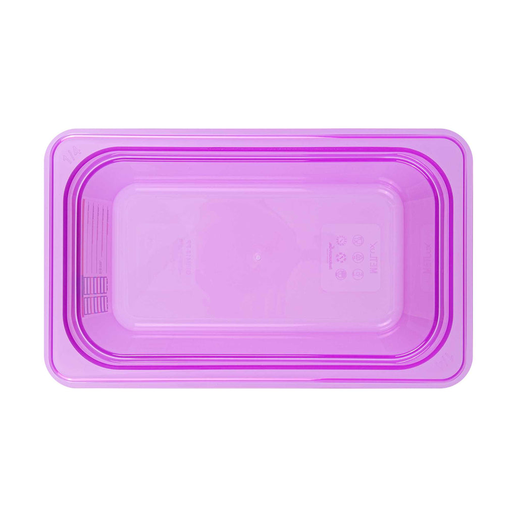 Met Lux Purple Allergen-Free Polypropylene 1/4 Size Food Pan - 6" Deep, with Label - 1 count box