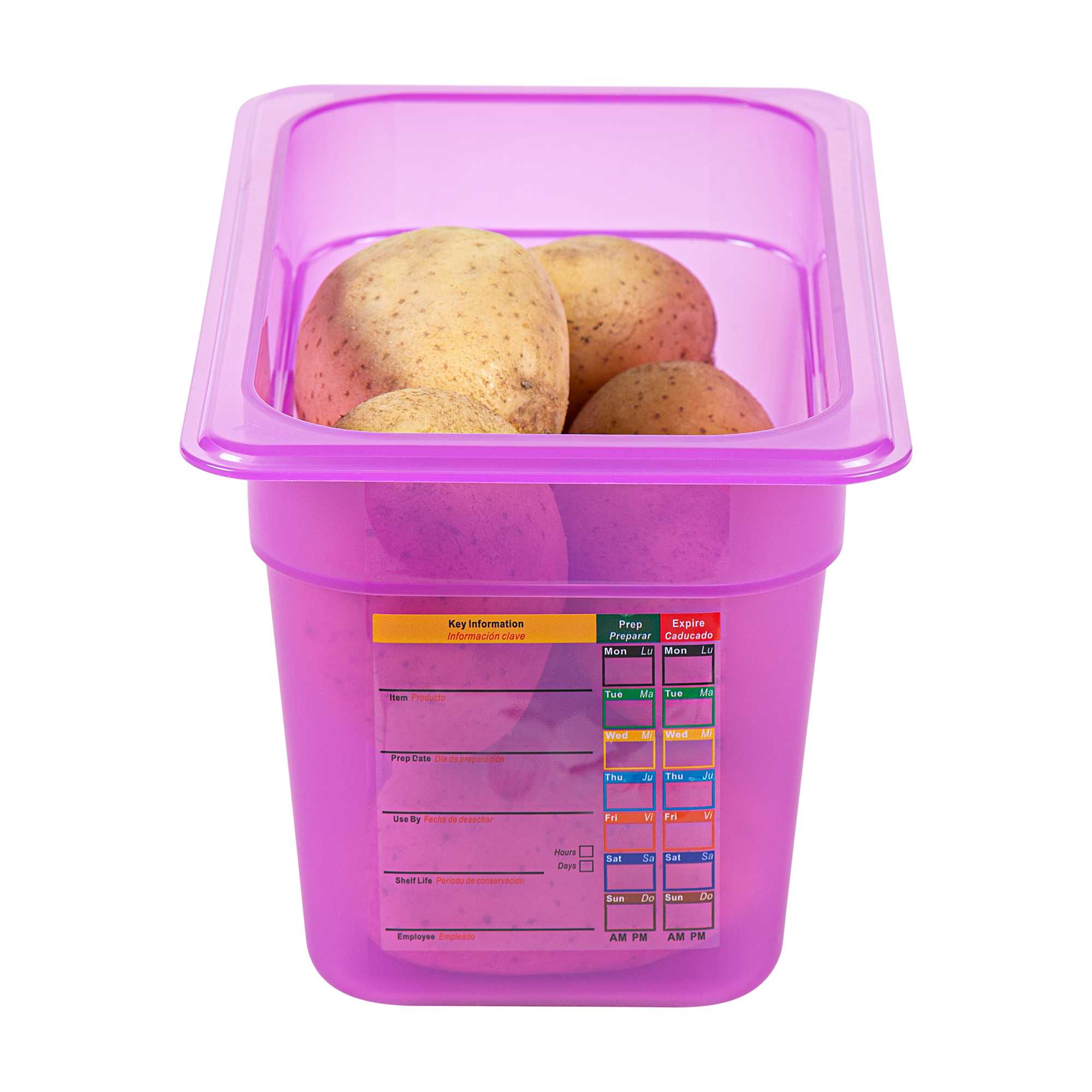 Met Lux Purple Allergen-Free Polypropylene 1/4 Size Food Pan - 6" Deep, with Label - 10 count box
