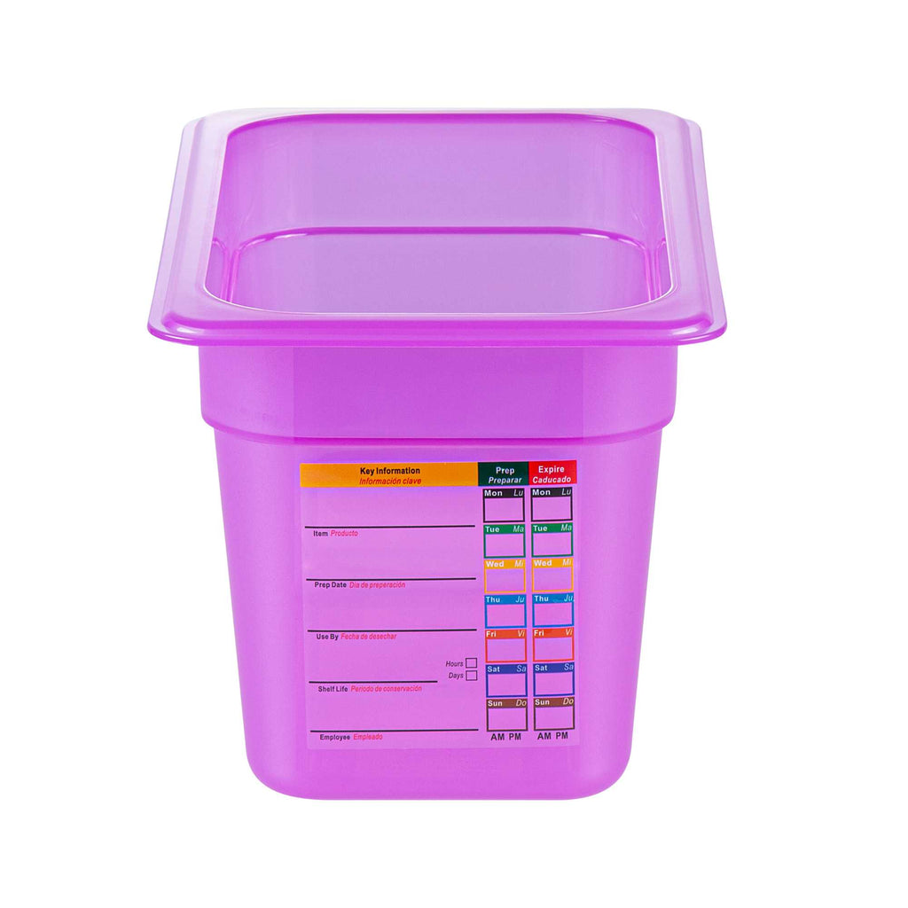 Met Lux Purple Allergen-Free Polypropylene 1/4 Size Food Pan - 6" Deep, with Label - 10 count box