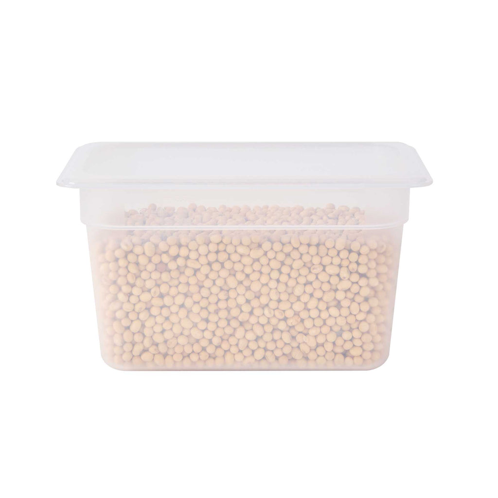 Met Lux Rectangle White Polypropylene 1/4 Size Food Pan - 6" Deep, with Label - 1 count box