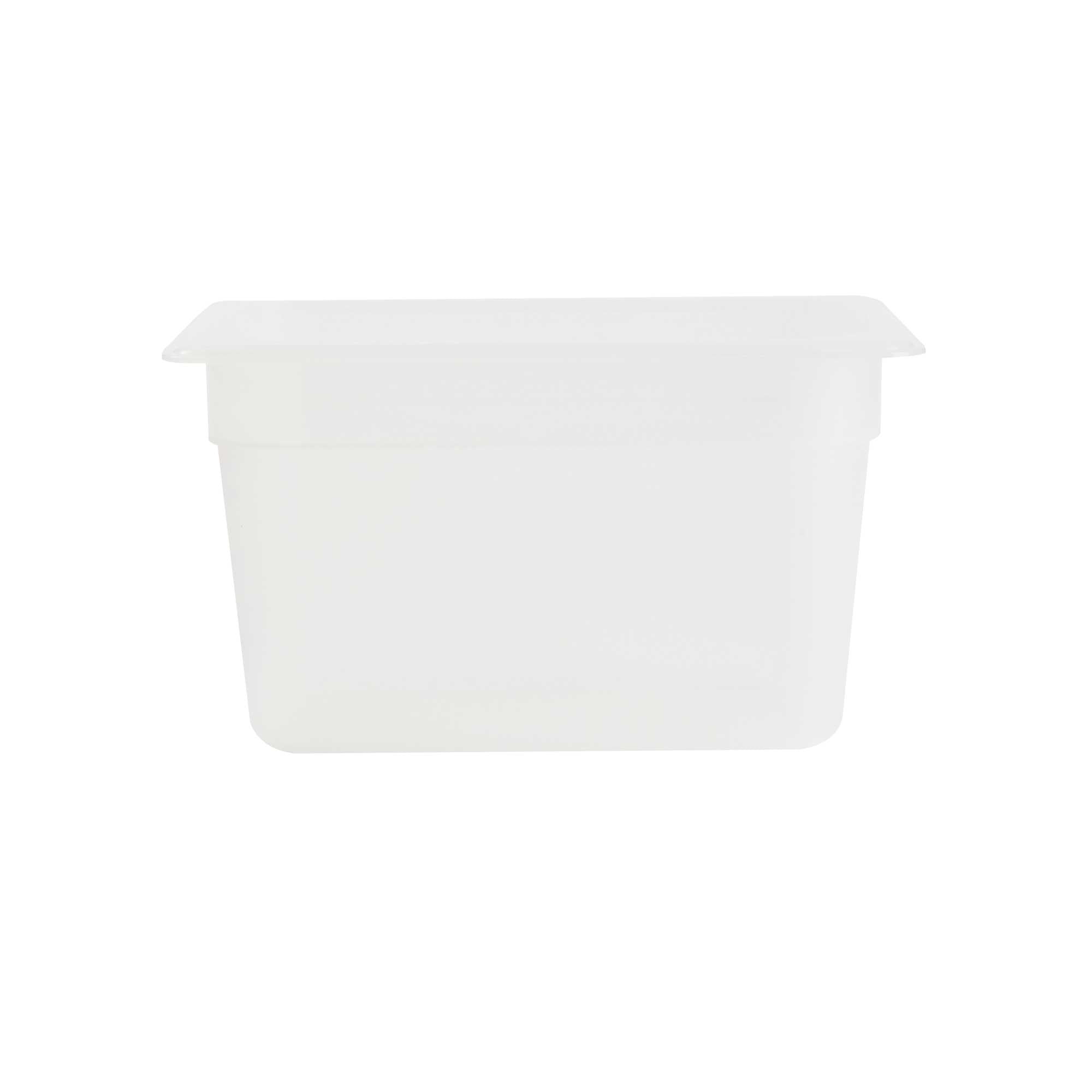 Met Lux Rectangle White Polypropylene 1/4 Size Food Pan - 6" Deep, with Label - 1 count box