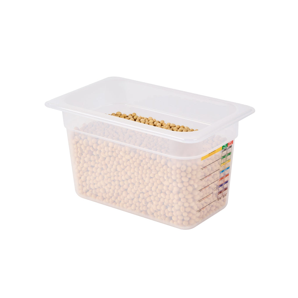 Met Lux Rectangle White Polypropylene 1/4 Size Food Pan - 6" Deep, with Label - 10 count box