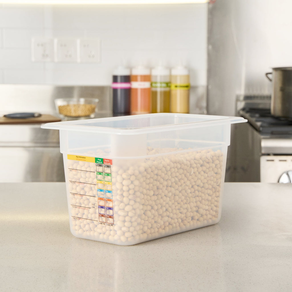 Met Lux Rectangle White Polypropylene 1/4 Size Food Pan - 6" Deep, with Label - 10 count box