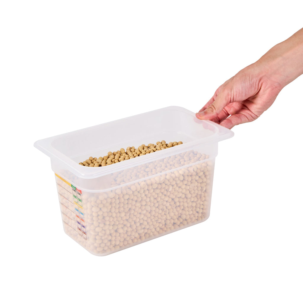 Met Lux Rectangle White Polypropylene 1/4 Size Food Pan - 6" Deep, with Label - 10 count box