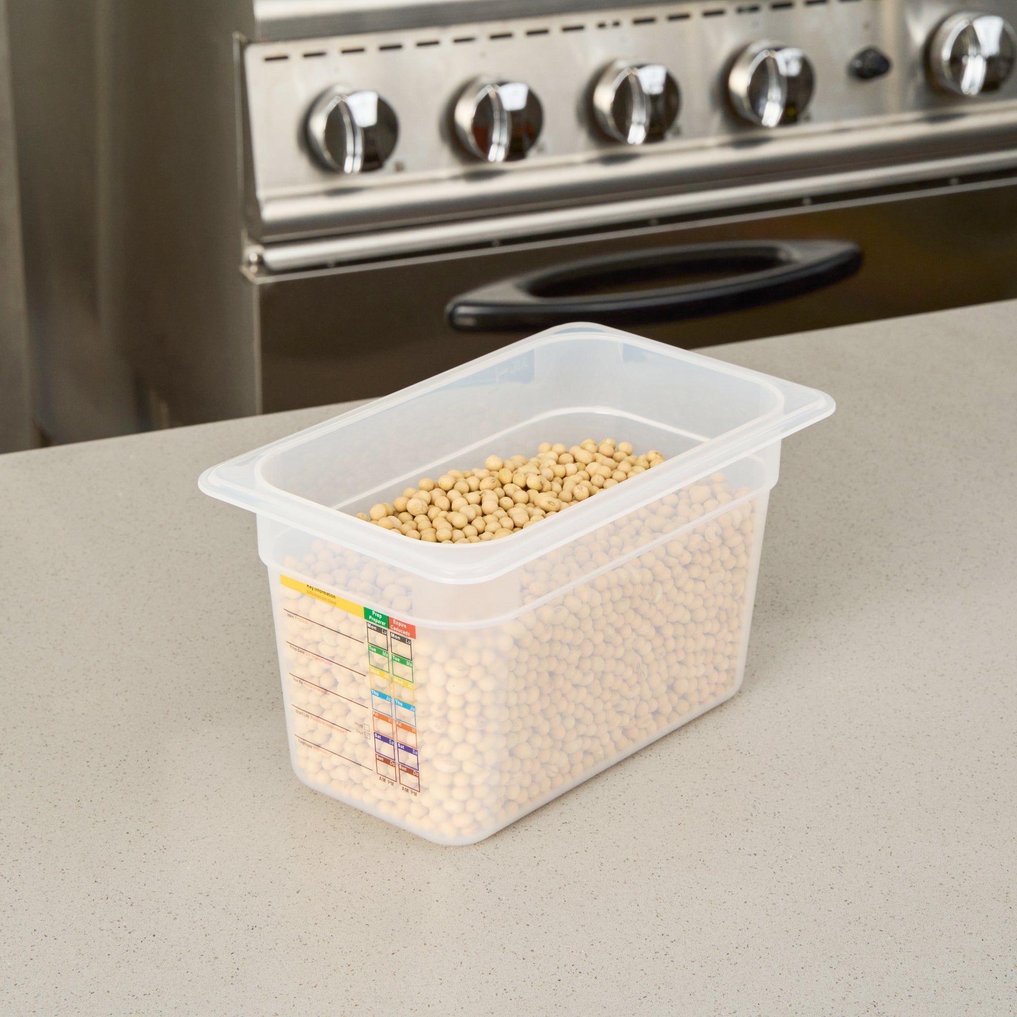 Met Lux Rectangle White Polypropylene 1/4 Size Food Pan - 6" Deep, with Label - 10 count box