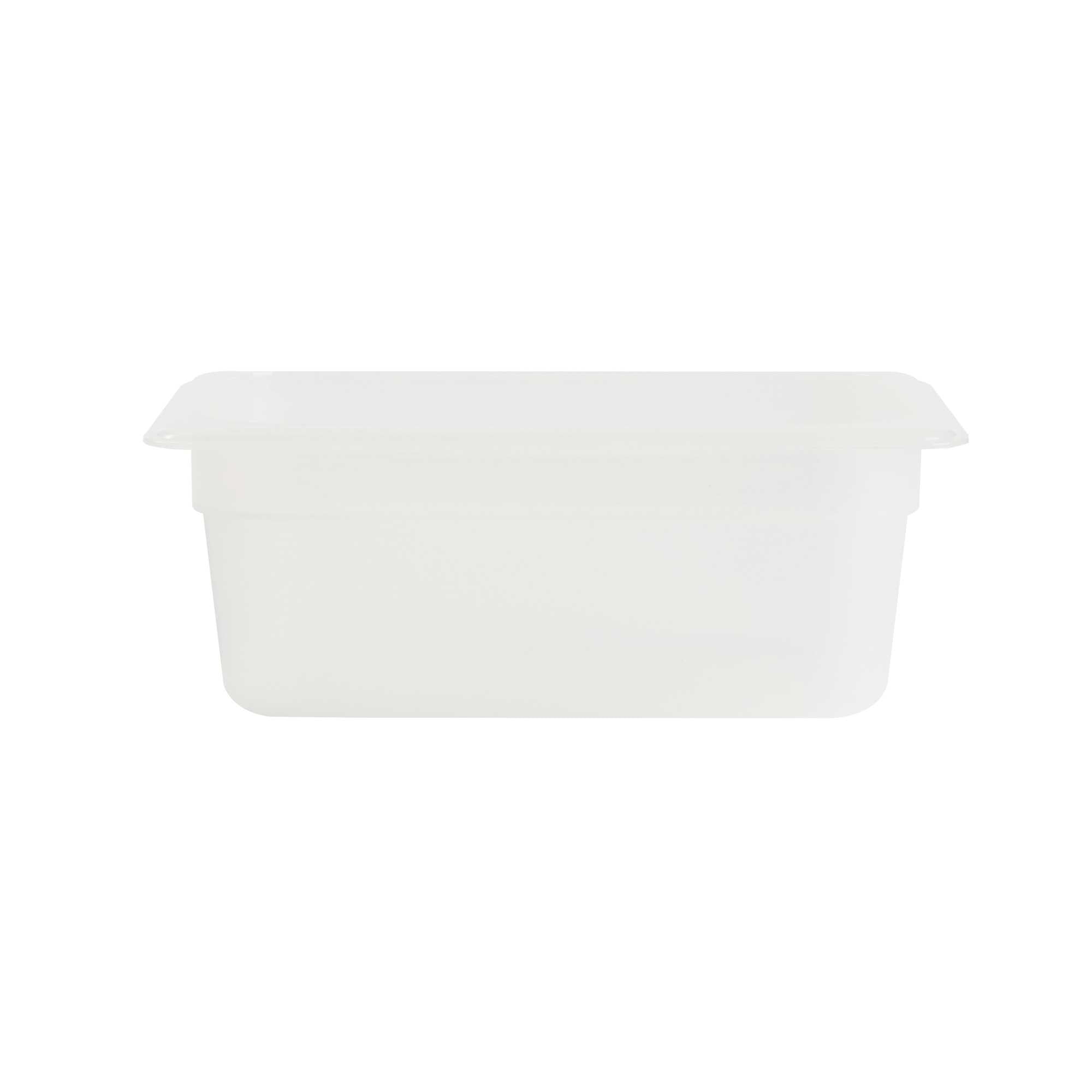 Met Lux Rectangle White Polypropylene 1/4 Size Food Pan - 4" Deep, with Label - 1 count box