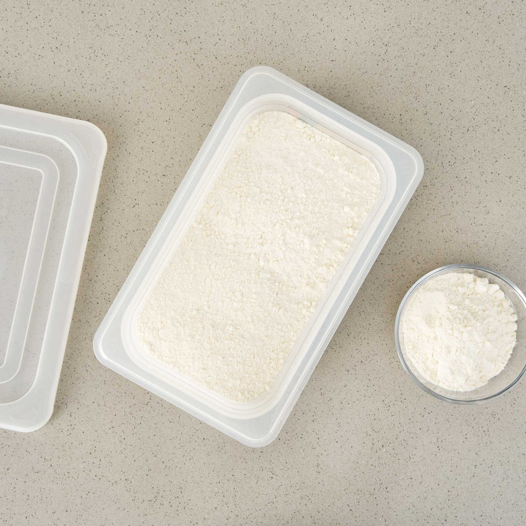 Met Lux Rectangle White Polypropylene 1/4 Size Food Pan - 4" Deep, with Label - 1 count box