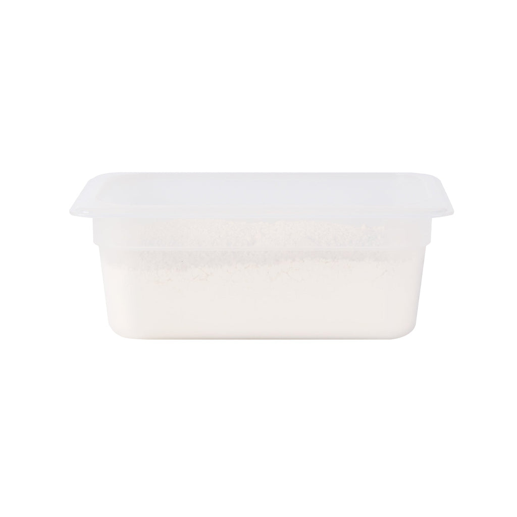 Met Lux Rectangle White Polypropylene 1/4 Size Food Pan - 4" Deep, with Label - 10 count box