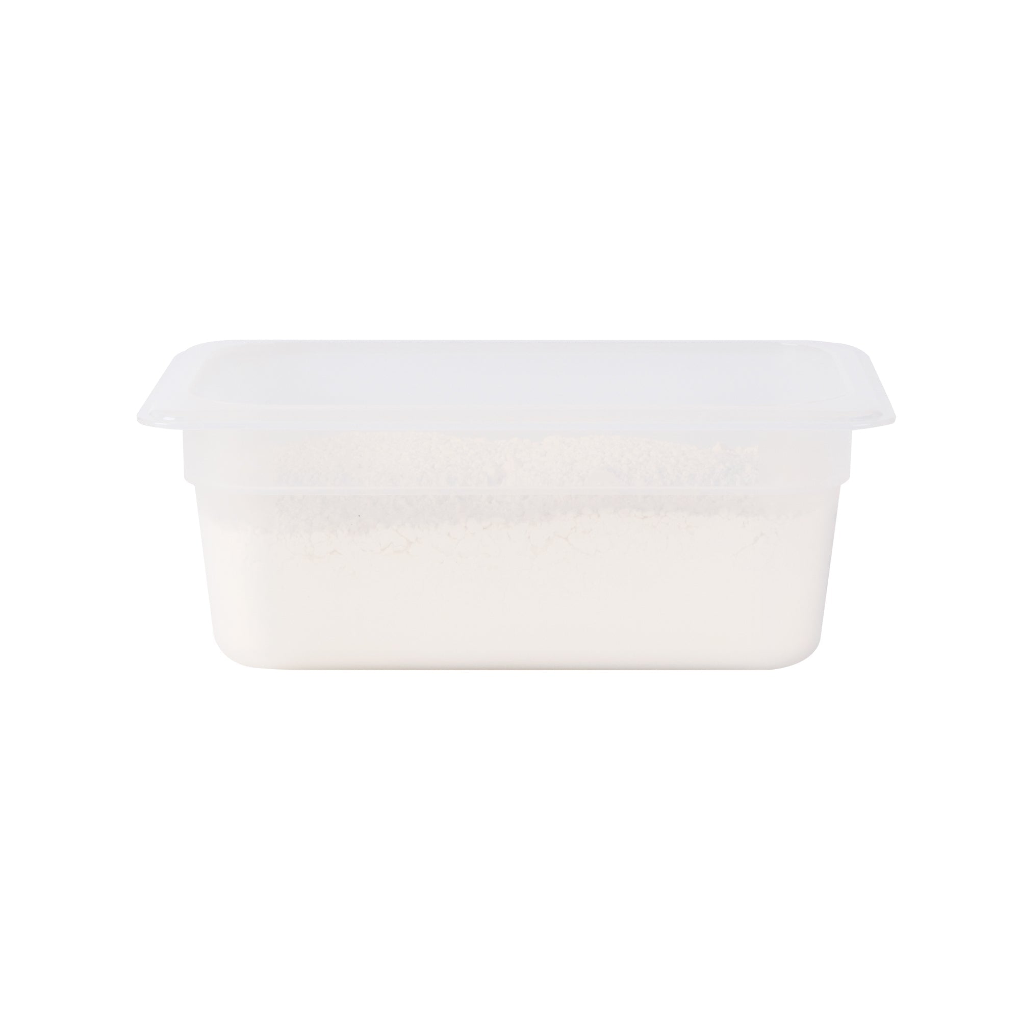 Met Lux Rectangle White Polypropylene 1/4 Size Food Pan - 4" Deep, with Label - 10 count box