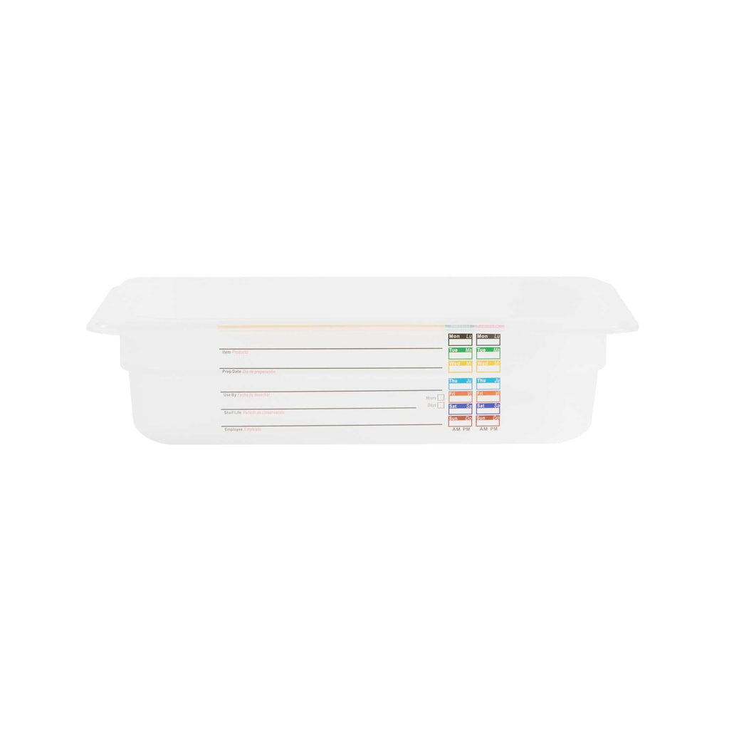 Met Lux Rectangle White Polypropylene 1/4 Size Food Pan - 2.5" Deep, with Label - 1 count box