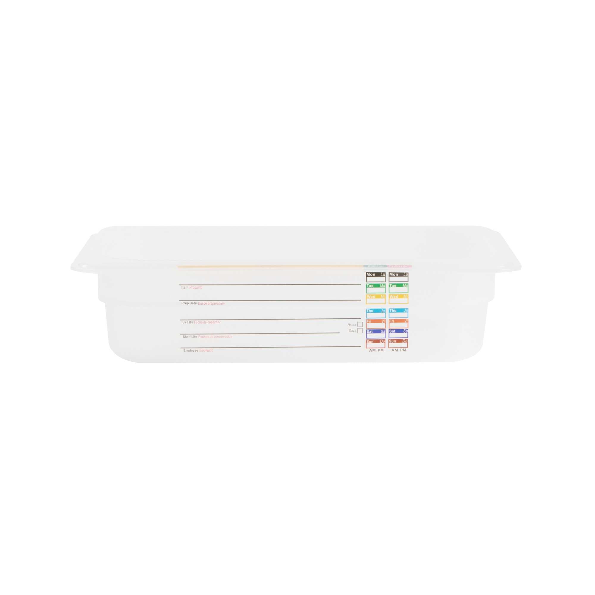 Met Lux Rectangle White Polypropylene 1/4 Size Food Pan - 2.5" Deep, with Label - 1 count box