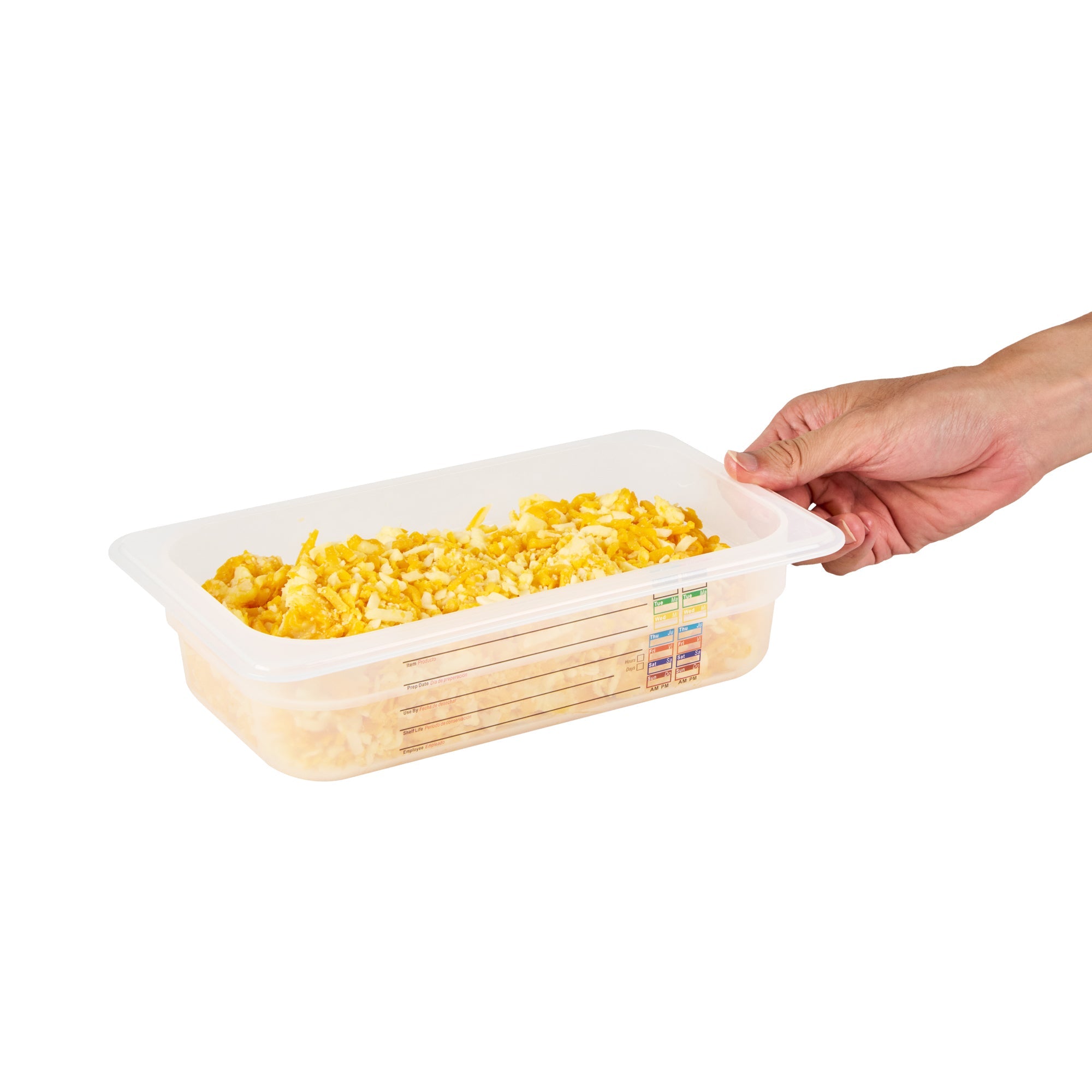 Met Lux Rectangle White Polypropylene 1/4 Size Food Pan - 2.5" Deep, with Label - 10 count box