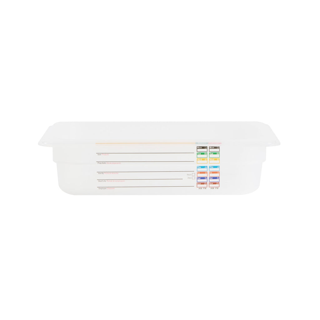 Met Lux Rectangle White Polypropylene 1/4 Size Food Pan - 2.5" Deep, with Label - 10 count box
