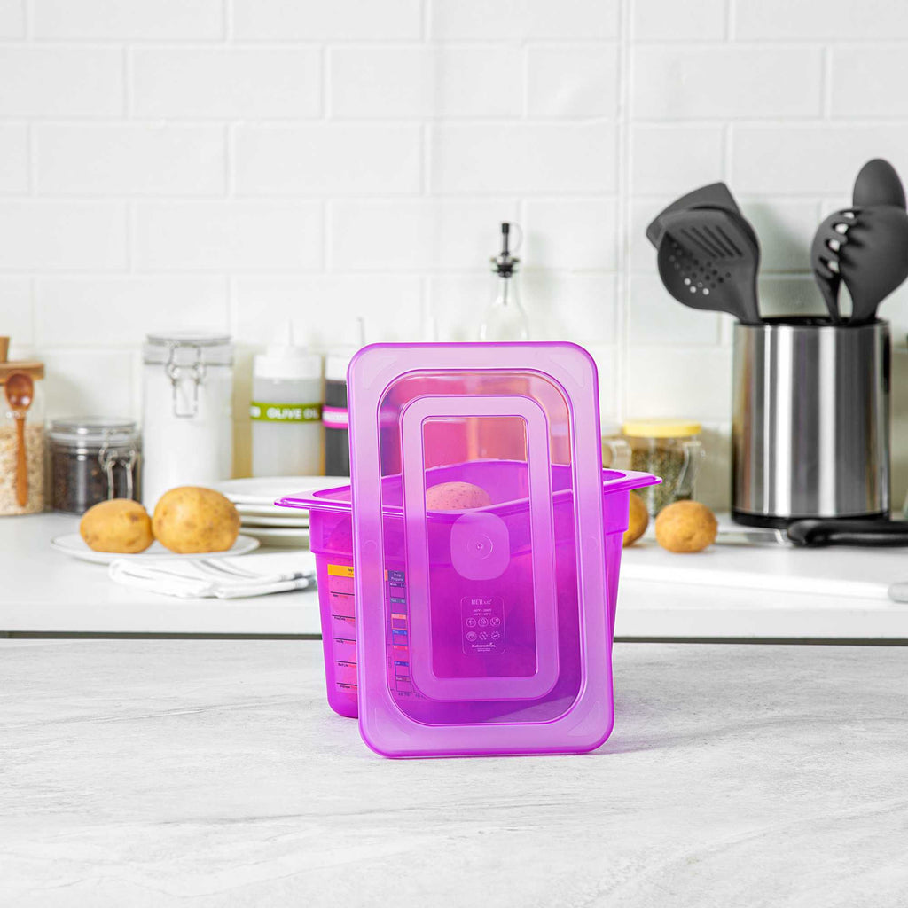 Met Lux Purple Allergen-Free Polypropylene Lid - Fits 1/4 Size Food Pan - 1 count box