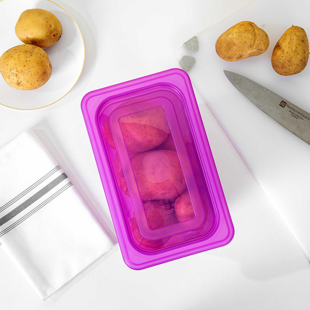 Met Lux Purple Allergen-Free Polypropylene Lid - Fits 1/4 Size Food Pan - 1 count box