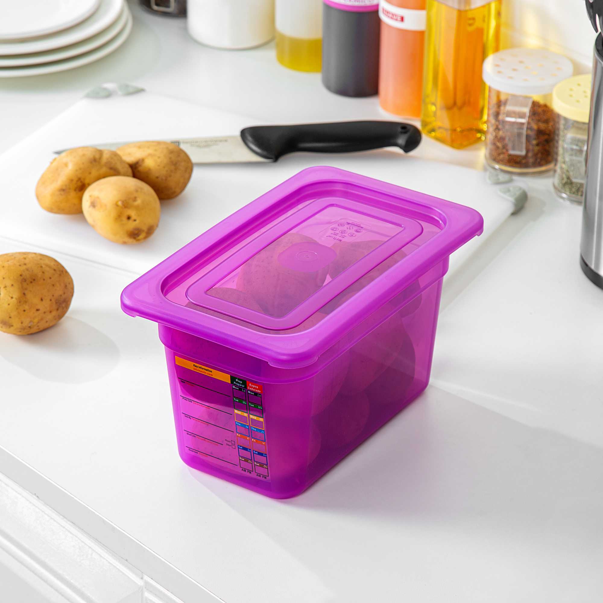 Met Lux Purple Allergen-Free Polypropylene Lid - Fits 1/4 Size Food Pan - 1 count box