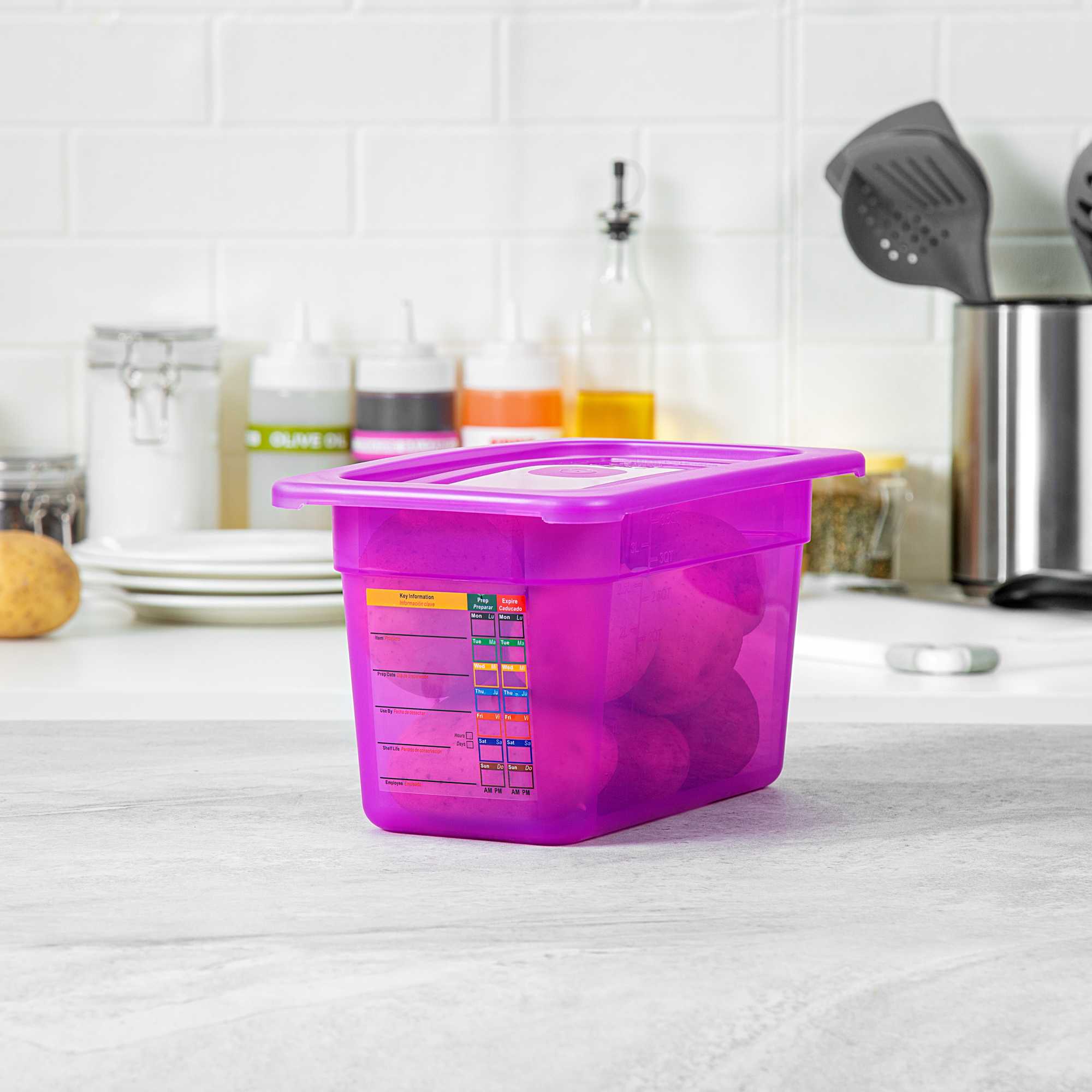 Met Lux Purple Allergen-Free Polypropylene Lid - Fits 1/4 Size Food Pan - 10 count box