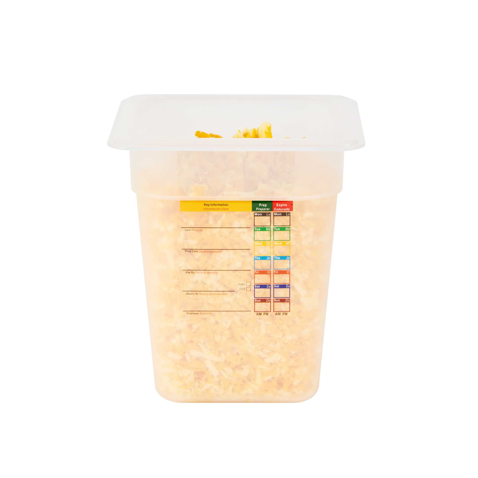 Met Lux Square White Polypropylene 1/6 Size Food Pan - 8" Deep, with Label - 6 3/4" x 6 1/4" x 7 3/4" - 1 count box
