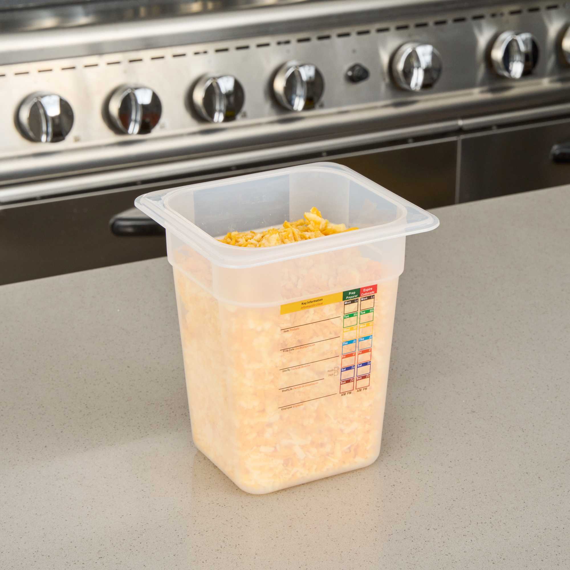 Met Lux Square White Polypropylene 1/6 Size Food Pan - 8" Deep, with Label - 6 3/4" x 6 1/4" x 7 3/4" - 1 count box