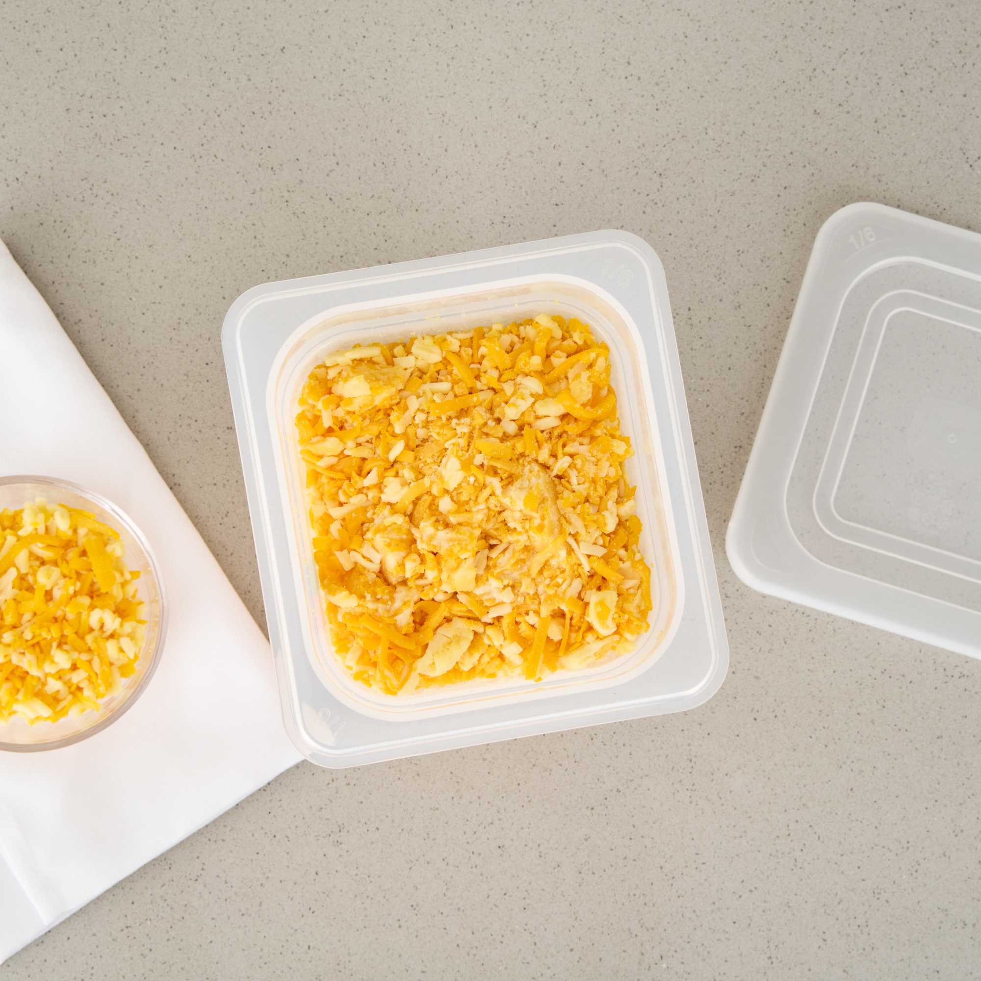 Met Lux Square White Polypropylene 1/6 Size Food Pan - 8" Deep, with Label - 6 3/4" x 6 1/4" x 7 3/4" - 1 count box