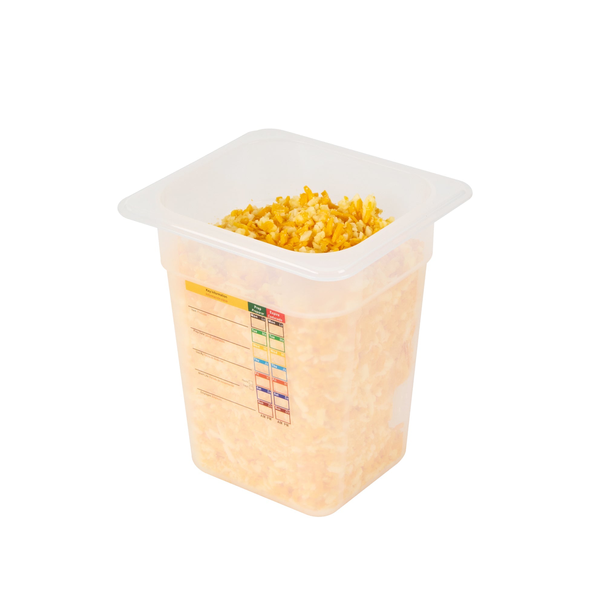 Met Lux Square White Polypropylene 1/6 Size Food Pan - 8" Deep, with Label - 6 3/4" x 6 1/4" x 7 3/4" - 10 count box