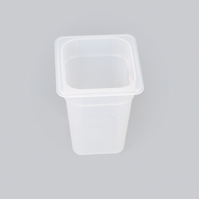 Met Lux Square White Polypropylene 1/6 Size Food Pan - 8" Deep, with Label - 6 3/4" x 6 1/4" x 7 3/4" - 10 count box