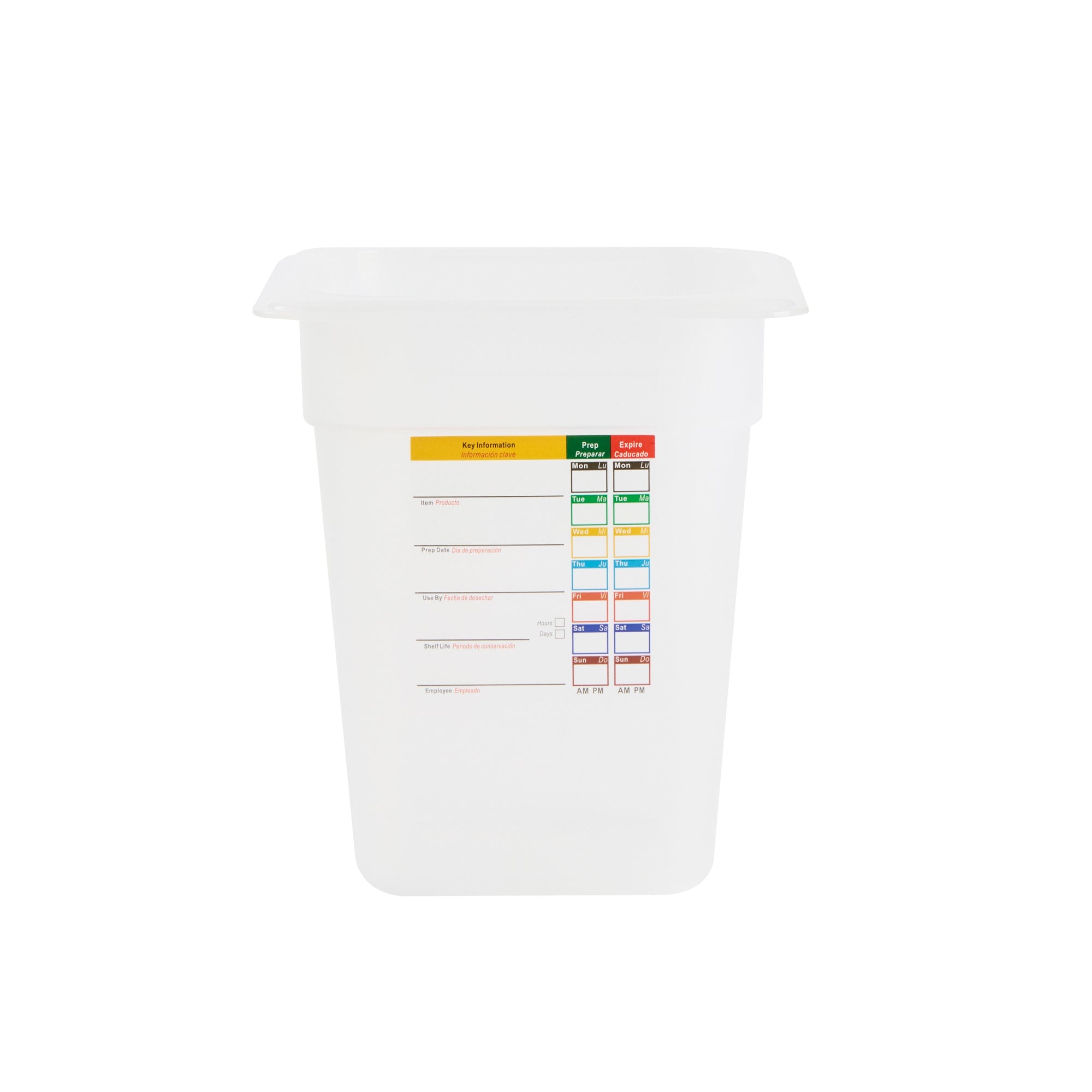 Met Lux Square White Polypropylene 1/6 Size Food Pan - 8" Deep, with Label - 6 3/4" x 6 1/4" x 7 3/4" - 10 count box