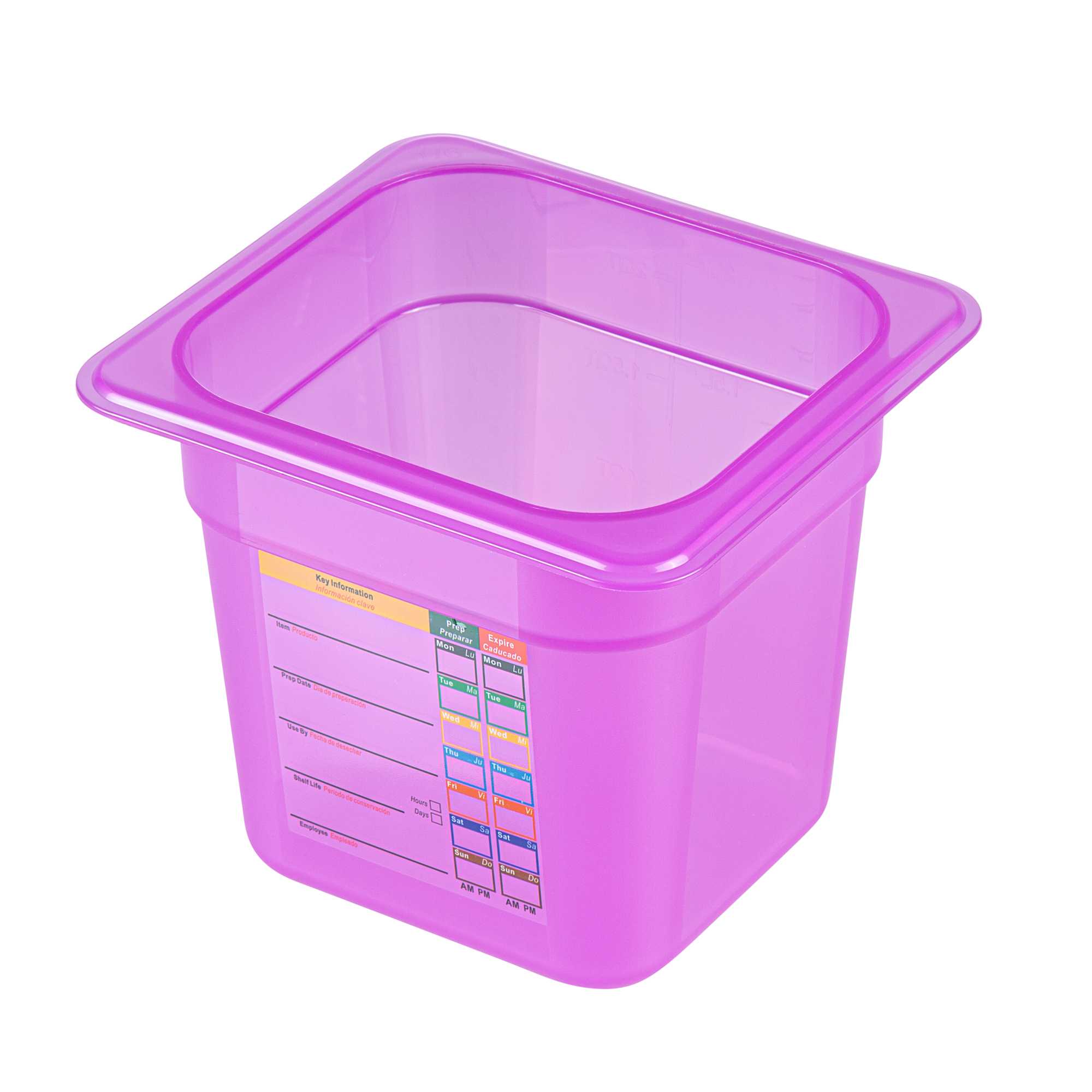 Met Lux Purple Allergen-Free Polypropylene 1/6 Size Food Pan - 6" Deep, with Label - 1 count box