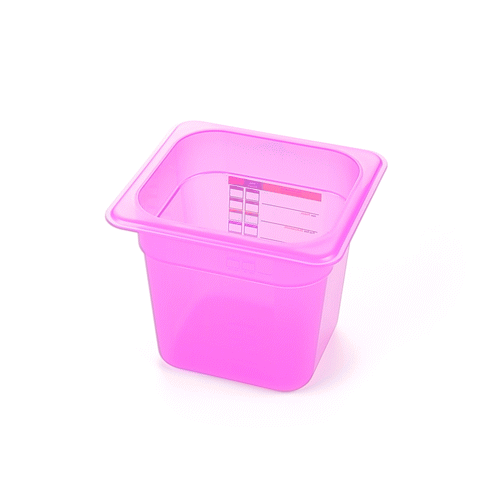 Met Lux Purple Allergen-Free Polypropylene 1/6 Size Food Pan - 6" Deep, with Label - 1 count box