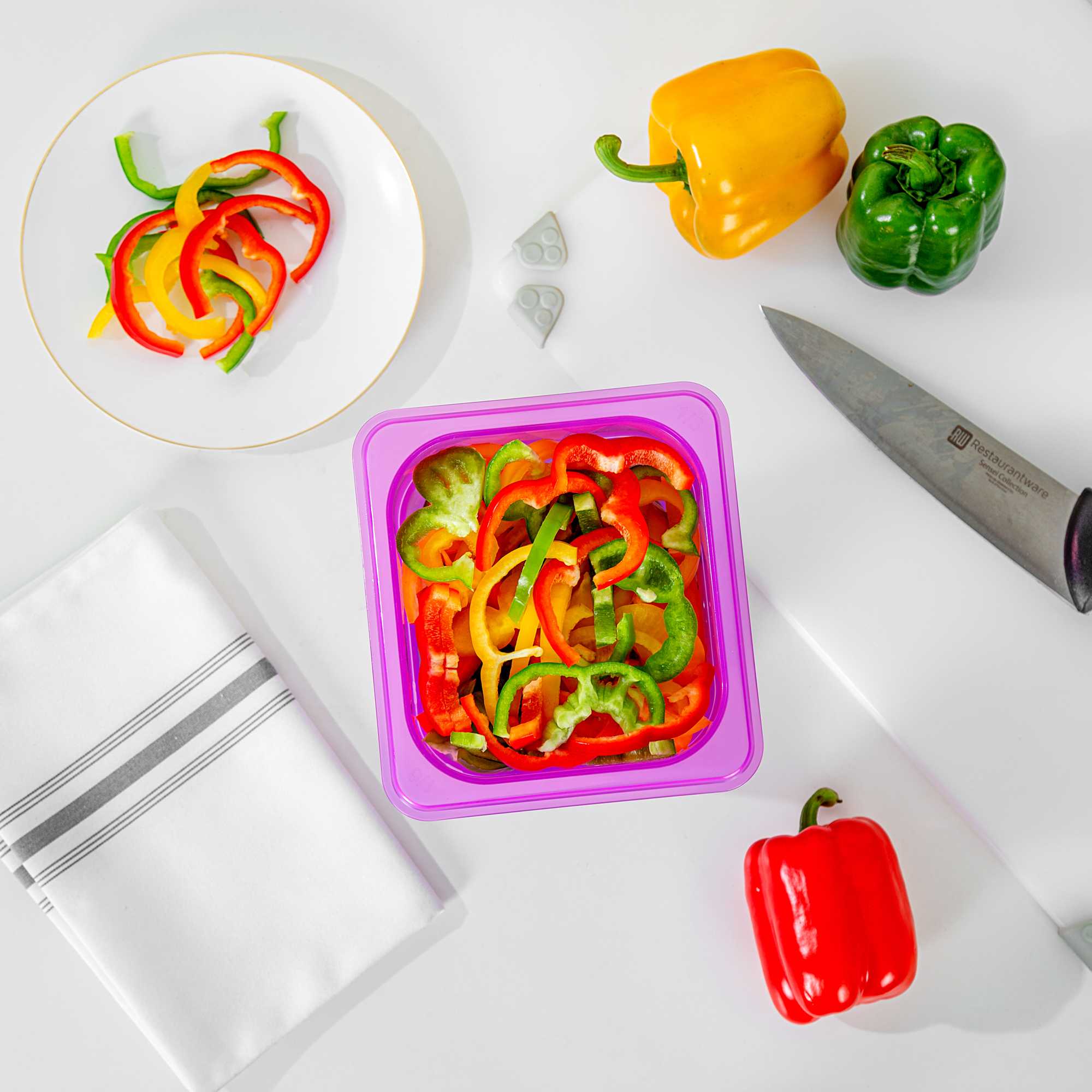 Met Lux Purple Allergen-Free Polypropylene 1/6 Size Food Pan - 6" Deep, with Label - 1 count box