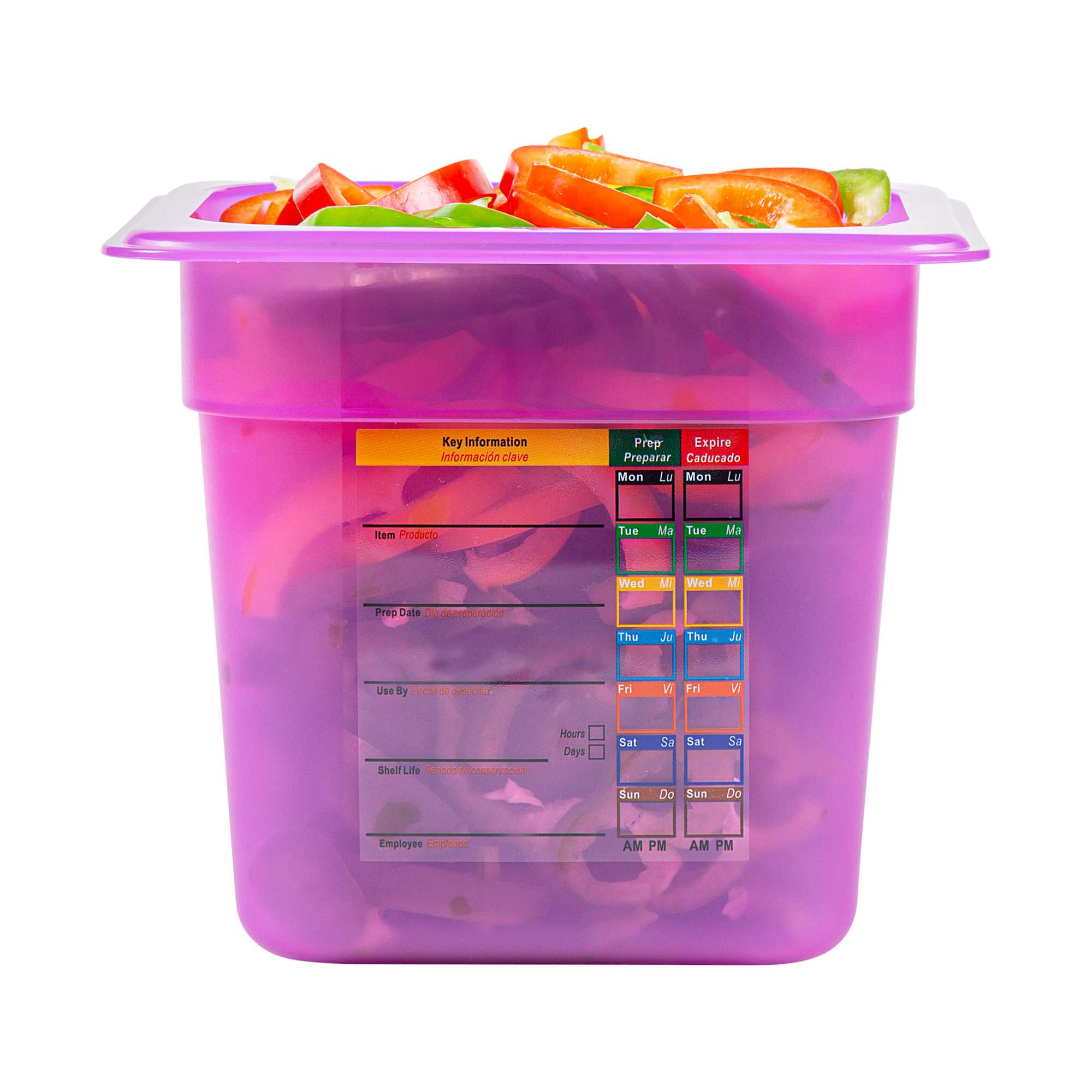 Met Lux Purple Allergen-Free Polypropylene 1/6 Size Food Pan - 6" Deep, with Label - 10 count box