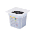 Met Lux Square White Polypropylene 1/6 Size Food Pan - 6" Deep, with Label - 6 3/4" x 6 1/4" x 6" - 1 count box