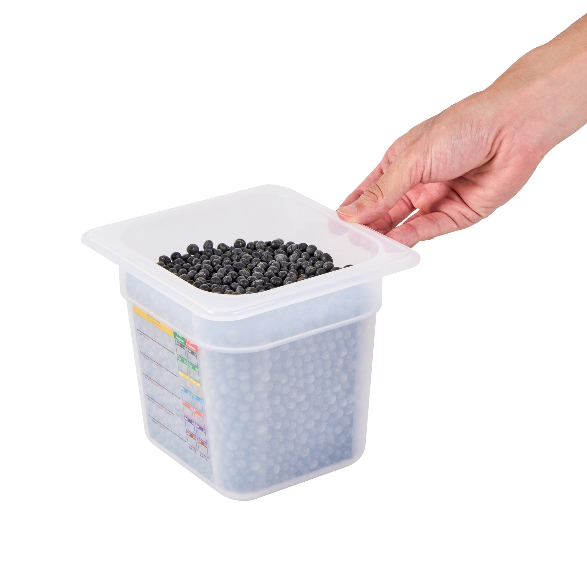 Met Lux Square White Polypropylene 1/6 Size Food Pan - 6" Deep, with Label - 6 3/4" x 6 1/4" x 6" - 10 count box
