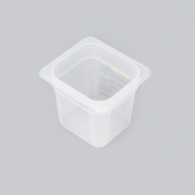 Met Lux Square White Polypropylene 1/6 Size Food Pan - 6" Deep, with Label - 6 3/4" x 6 1/4" x 6" - 10 count box