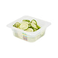 Met Lux Square White Polypropylene 1/6 Size Food Pan - 2.5" Deep, with Label - 6 3/4" x 6 1/4" x 2 1/2" - 1 count box