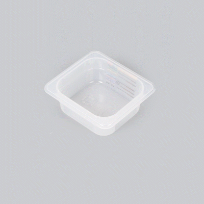 Met Lux Square White Polypropylene 1/6 Size Food Pan - 2.5" Deep, with Label - 6 3/4" x 6 1/4" x 2 1/2" - 1 count box