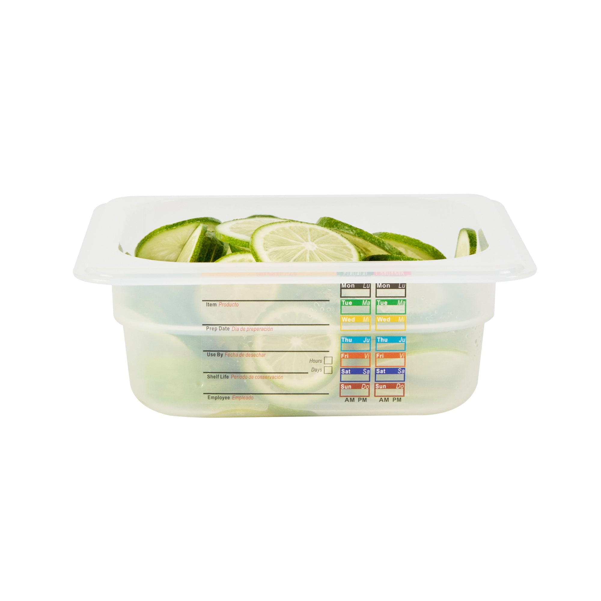 Met Lux Square White Polypropylene 1/6 Size Food Pan - 2.5" Deep, with Label - 6 3/4" x 6 1/4" x 2 1/2" - 10 count box