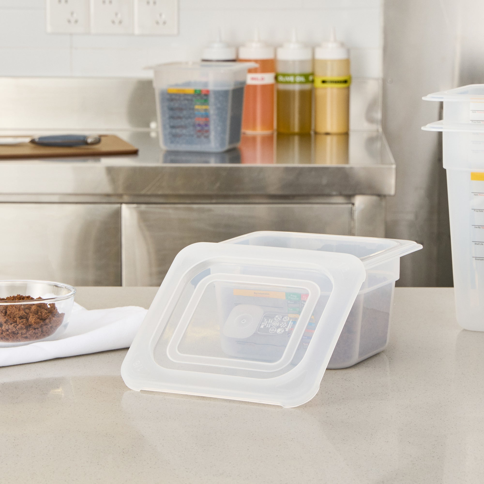 Met Lux Square Clear Polypropylene Lid - Fits 1/6 Size Food Pan - 7" x 6 1/2" - 10 count box