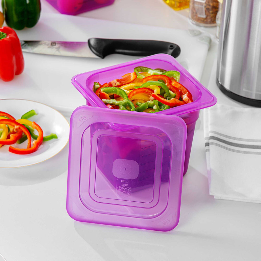 Met Lux Purple Allergen-Free Polypropylene Lid - Fits 1/6 Size Food Pan - 1 count box