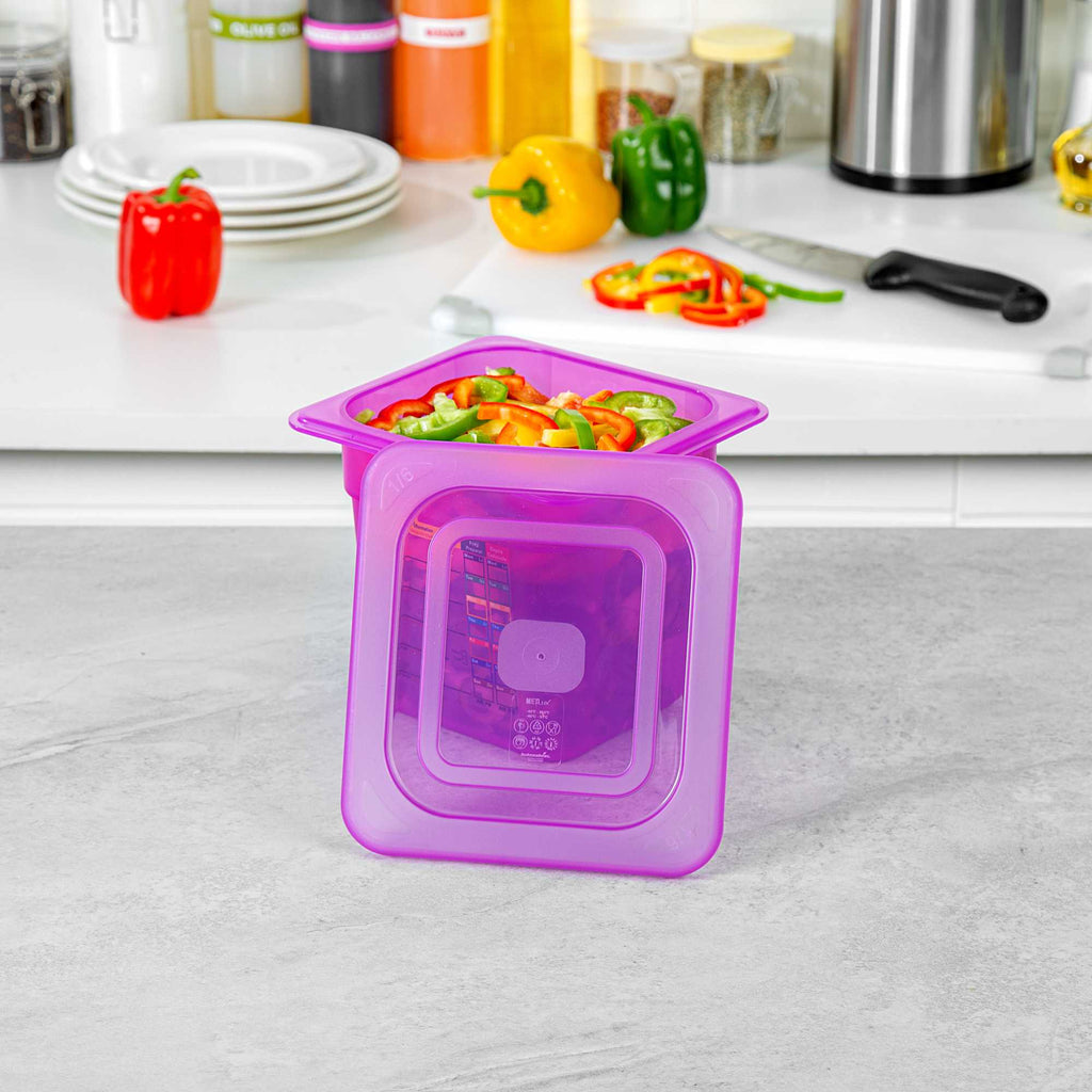 Met Lux Purple Allergen-Free Polypropylene Lid - Fits 1/6 Size Food Pan - 10 count box